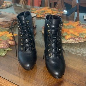 Guess Black Leather Wedges